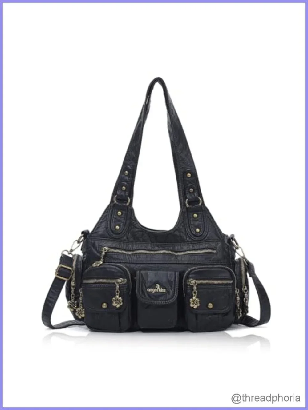 Vintage Hobo Bag for Women - Soft Vegan Leather Multi Pocket Shoulder Purse Y2K
